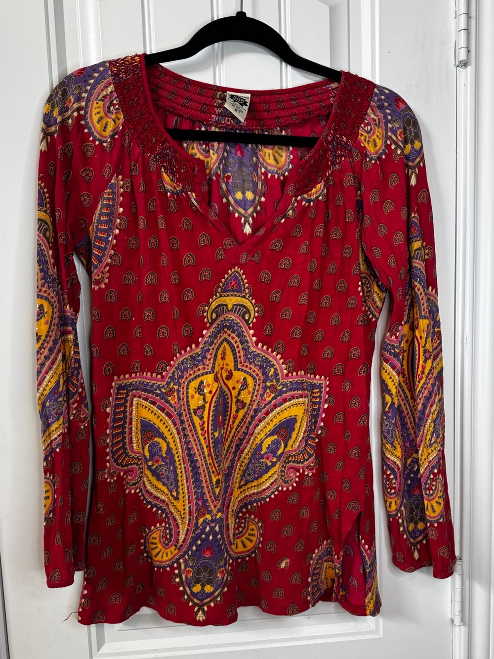 Y2K top Red Paisley Womens medium  boho